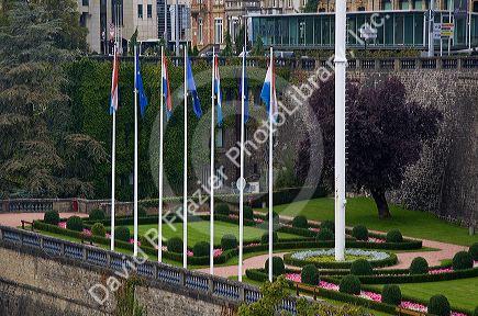 The Place de la Constitution in central Luxembourg City, Luxembourg.