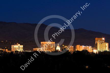 Boise skyline at night, Idaho.