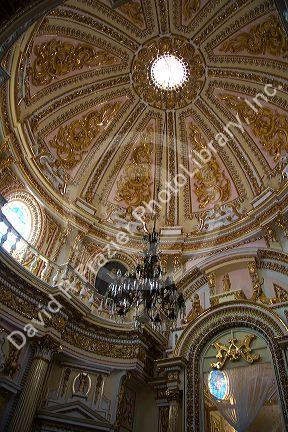 Interior of the Iglesia de Nuestra Senora de los Remedios is a Mexican church located in Cholula, Puebla, Mexico.