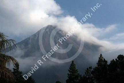 Arenal Volcano erupting during the day near La Fortuna, San Carlos, Costa Rica.