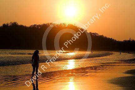 Sunset on pacific ocean at Playa Carrillo near Samara, Costa Rica.