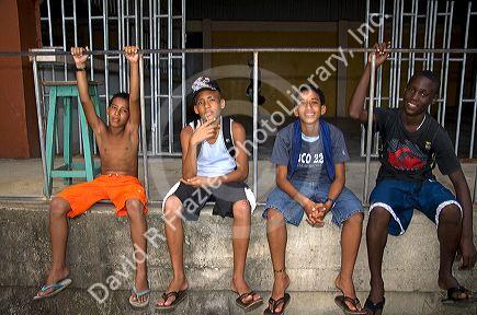 Costa Rican teenagers at Puerto Limon, Costa Rica.