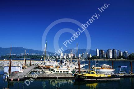 Boats docked at Maritime Museum in Vancouver, Canada.