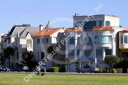 Townhouses in the Marina District of San Francisco, California, USA.
