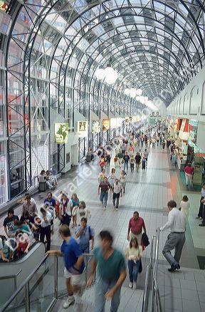Covered walkway at the CN Tower and Sky Dome in Tononto, Canada.