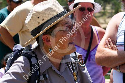 Tour guide at Mesa Verde National Park located in Montezuma County, Colorado, USA.