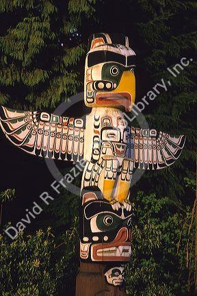 A totem pole In Vancouver, Canada.