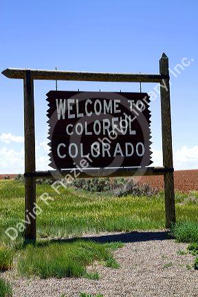 Welcome to Colorful Colorado road sign along U.S. Route 491 east of Montecello, Utah, USA.