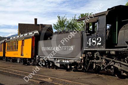 Steam locomotive on the Durango and Silverton Narrow Gauge Railroad located in Durango, Colorado, USA.