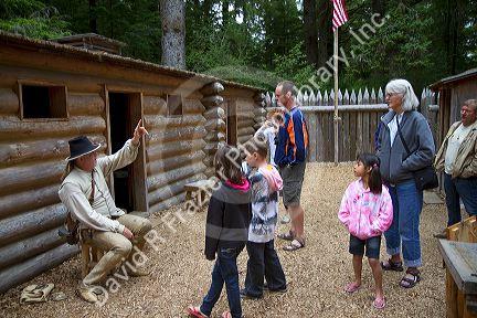 Historical reenactment at Fort Clatsop National Memorial near Astoria, Oregon, USA.