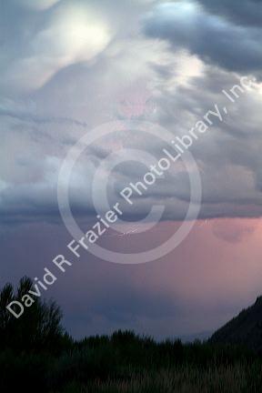 Cloudy sunset over the Salmon River near Salmon, Idaho, USA.