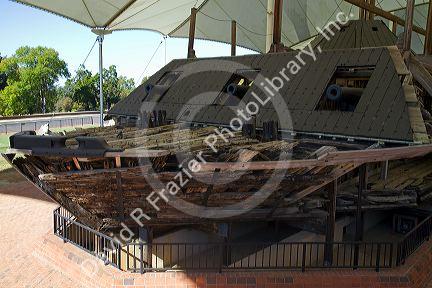 The USS Cairo Gunboat located within the National Military Park in Vicksburg, Mississippi, USA.