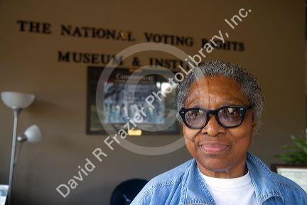 Annie Pearl Avery, an employee at The National Voting Rights Museum and Institute in Selma, Alabama, USA.