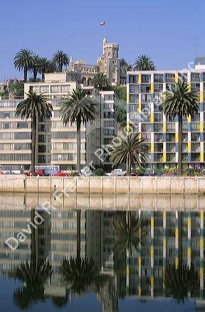 Luxury condominiums and the summer presidential palace in Vina del Mar, Chile.