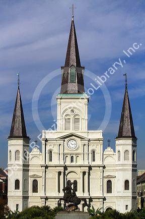 Saint Louis Cathedral and Jackson Square located in the French Quarter of New Orleans, Louisiana, USA.