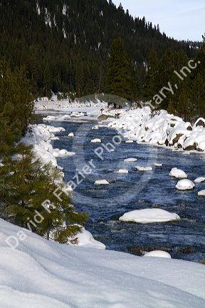The North Fork of the Payette River during winter, Valley County, Idaho, USA.