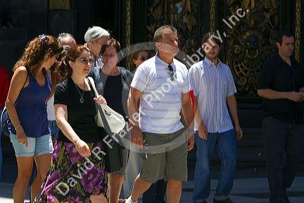 Pedestians on Florida Street in the Retiro barrio of Buenos Aires, Argentina.