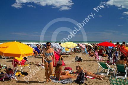 Beach scene at Miramar, Argentina.