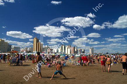 Beach scene at Miramar, Argentina.