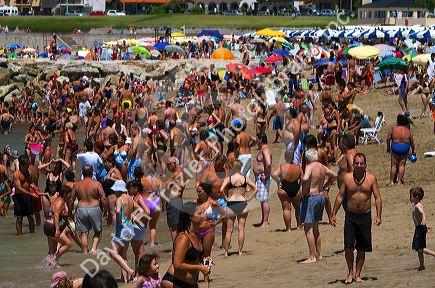 Beach scene at Mar del Plata, Argentina.