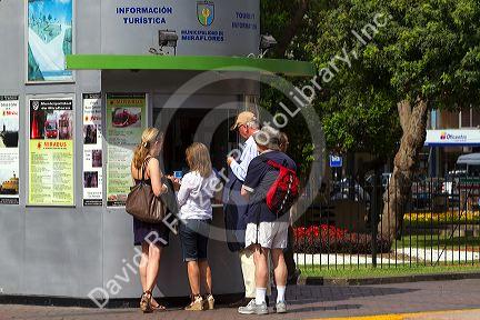 Tourist information kiosk in the Miraflores district of Lima, Peru.