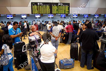 Departure hall at the Jorge Chavez International Airport in Callao, Peru.