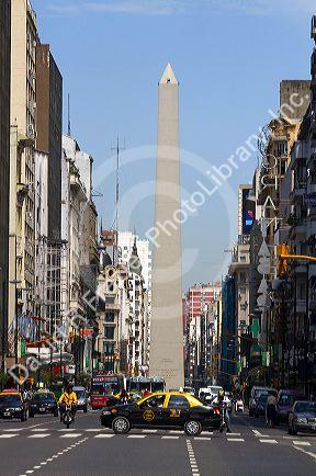 Avenida Corrientes and the Obelisk of Buenos Aires, Argentina.