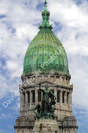 Monument to the Two Congresses in front of the Argentine National Congress building in Buenos Aires, Argentina.