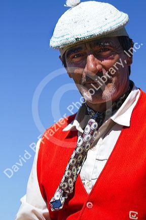 Gaucho riding horseback on the Pampas of Argentina.