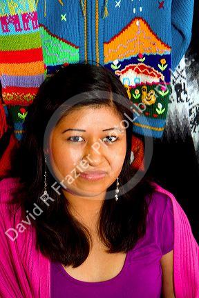 Portrait of a peruvian woman at a market in Lima. Peru.
