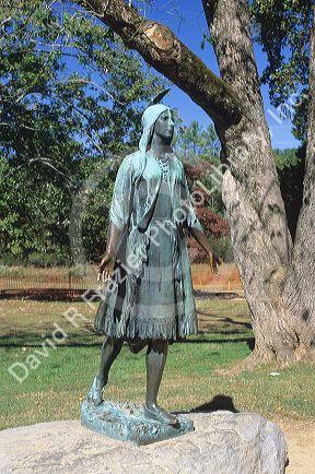 A bronze statue of Pocahontas in Jamestown, Virginia.