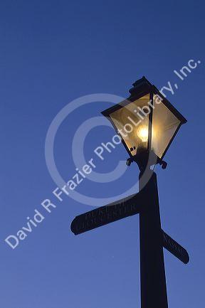 Lamp post in front of Bruton Parish Church in colonial Williamsburg, Virginia.