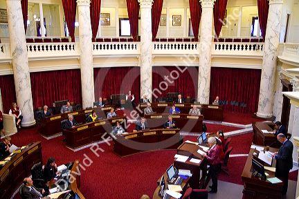 Idaho Senate in session at the Idaho State Capitol building located in Boise, Idaho, USA.