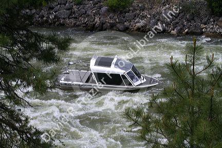 Jetboat in whitewater on the Payette River in Boise County, Idaho, USA.