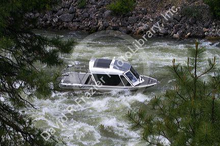 Jetboat in whitewater on the Payette River in Boise County, Idaho, USA.
