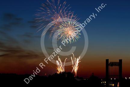 Fourth of July fireworks display in Boise, Idaho, USA.