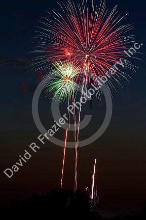 Fourth of July fireworks display in Boise, Idaho, USA.