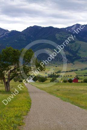 Mill Creek Ranch and mountains east of Ennis, Montana, USA.