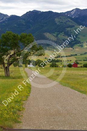 Mill Creek Ranch and mountains east of Ennis, Montana, USA.