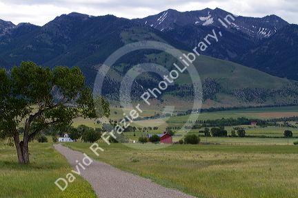 Mill Creek Ranch and mountains east of Ennis, Montana, USA.