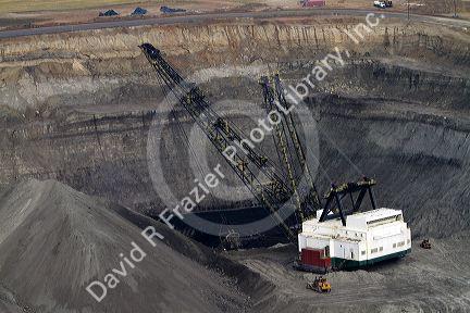 Aerial view of a dragline being used in the process of coal surface mining in Campbell County, Wyoming, USA.