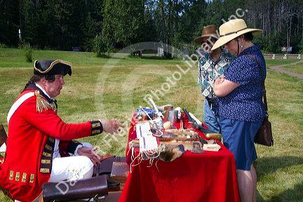 People participate in a rendezvous re-enactment at the Grand Portage National Monument on the north shore of Lake Superior in northeastern Minnesota, USA.