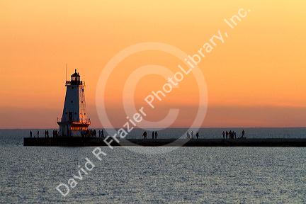 The Ludington Light at the end of the breakwater on the Pere Marquette Harbor located in Ludington, Michigan, USA.