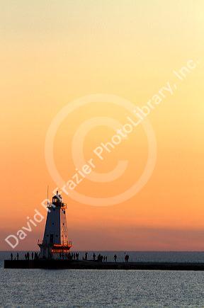 The Ludington Light at the end of the breakwater on the Pere Marquette Harbor located in Ludington, Michigan, USA.