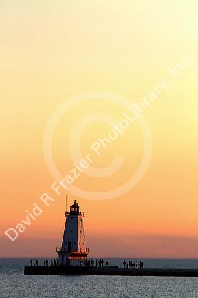 The Ludington Light at the end of the breakwater on the Pere Marquette Harbor located in Ludington, Michigan, USA.