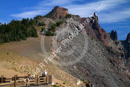 Scenic overlook at Crater Lake National Park located in southern Oregon, USA.