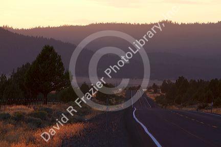 Dusk along Oregon Route 140 west of Lakeview, Oregon, USA.