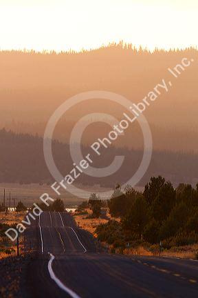 Dusk along Oregon Route 140 west of Lakeview, Oregon, USA.