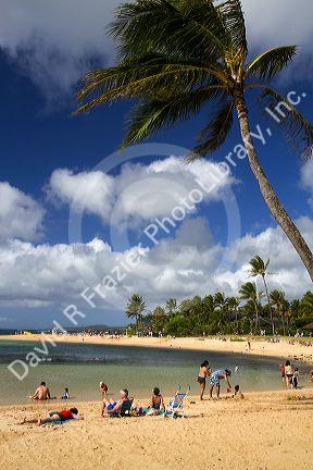 Poipu Beach Park on the southern coast of Kauai island, Hawaii, USA.