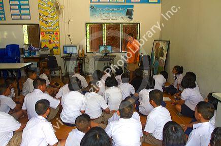 Children attend a Thai elementary school on the island of Ko Samui, Thailand.
